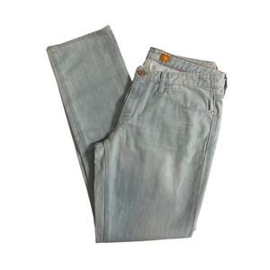 Pilcro Anthropologie 5 pocket straight leg mid rise light‎ blue denim jeans 30
